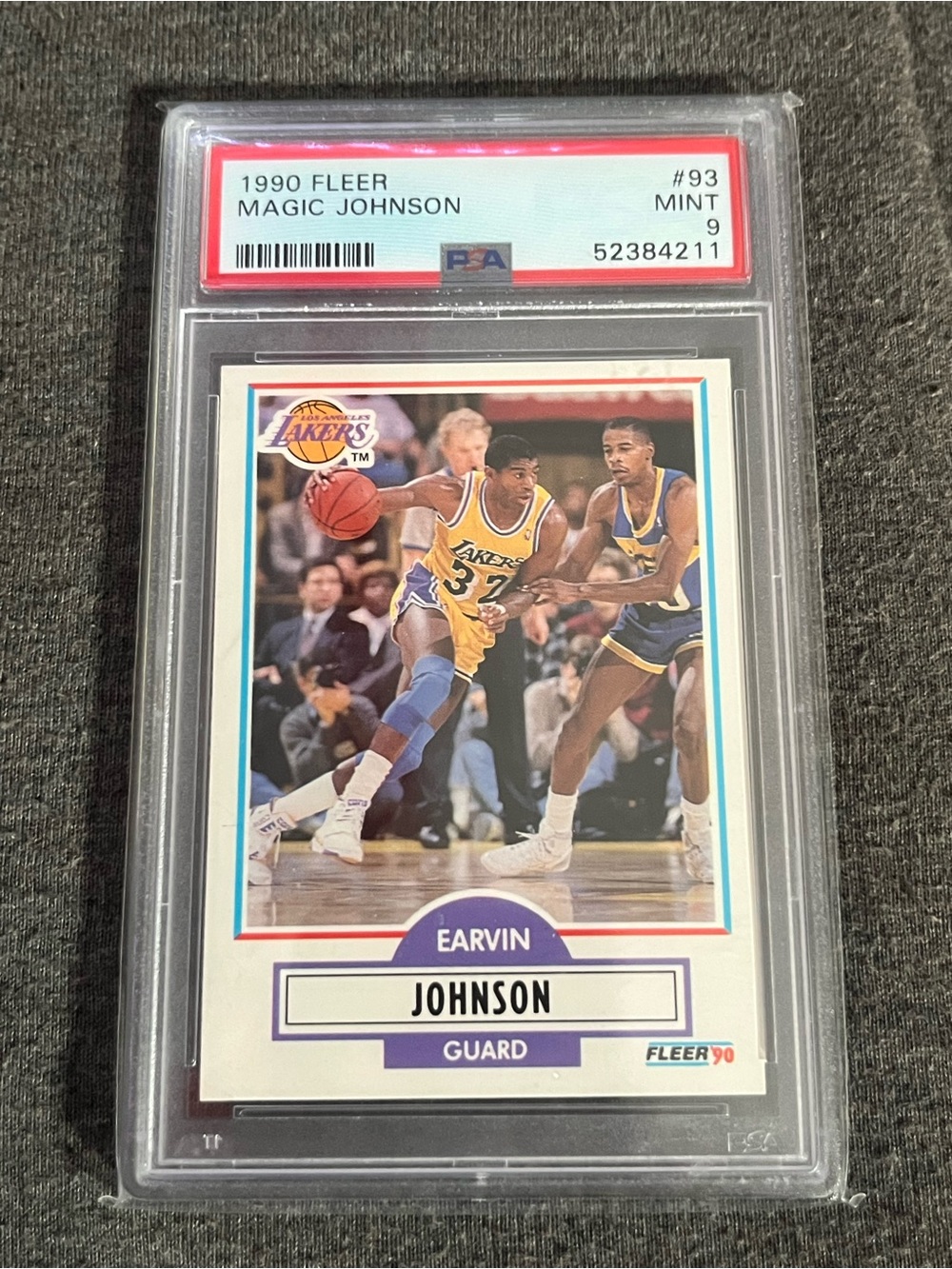 1990 Fleer Magic Johnson #93 Graded PSA 9 Card - Purple & Gold Lakers